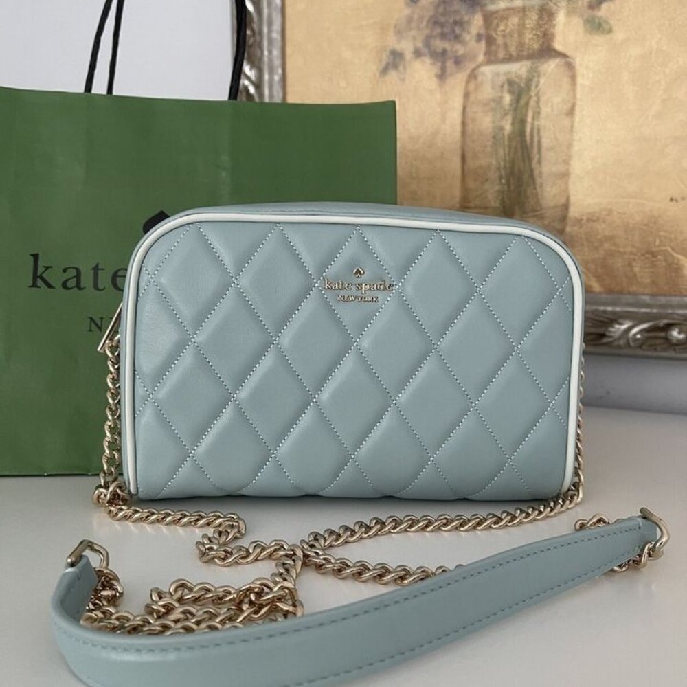 COPY - NWT Kate Spade Carey Smooth Quilted Leather Mini Camera Bag In Wild Sage
